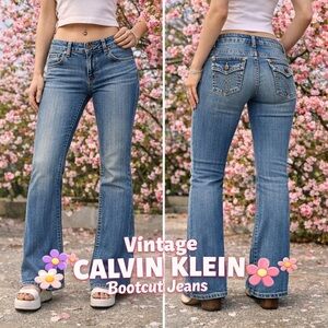 Calvin Klein Vintage Light Wash Bootcut Jeans Flap Pockets Y2K Size 6